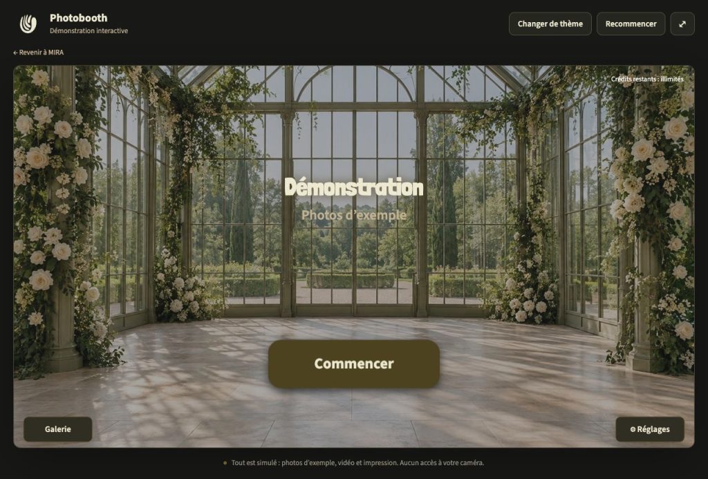 Démonstration du logiciel ILLU, écran d’accueil avec le thème Mariage